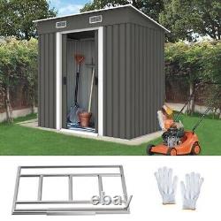 Abri de jardin en métal 6x4 avec rangement, pièce utilitaire, porte coulissante, outils, vélo, toit en pente