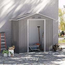 Abri de jardin en métal Outsunny 6,5x3,5 pi pour le rangement de jardin et d'extérieur, gris