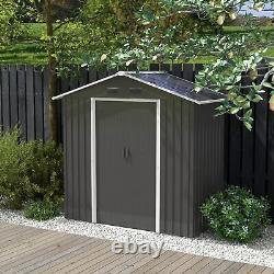 Abri de jardin en métal Outsunny 6,5x3,5 pieds pour le rangement de jardin et extérieur, gris foncé