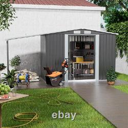 Abri de jardin en métal avec toit en pente 8 X 4 pieds pour ranger les outils avec double porte coulissante.
