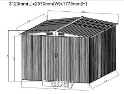 Abri de jardin en métal avec toit en pente de 8 X 10 pieds pour ranger les outils avec fondation GRATUITE.