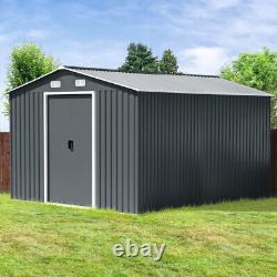 Abri de jardin en métal de 12 x 10ft avec toit en pente et base de fondation gratuite, maison de rangement, Royaume-Uni.