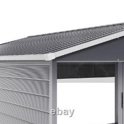Abri de jardin en métal de 8X7FT avec toit en pente, portes doubles, et résistant.