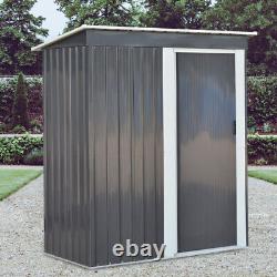 Abri de jardin portable de rangement de 5 pieds x 3 pieds avec porte coulissante en métal pour les poubelles extérieures