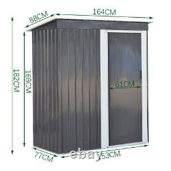 Abri de jardin portable de rangement de 5 pieds x 3 pieds avec porte coulissante en métal pour les poubelles extérieures