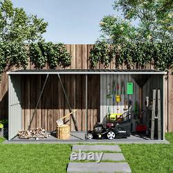 Abri de jardin pour outils, rangement de bois de chauffage, stockage de bûches, en métal galvanisé pour patio extérieur.