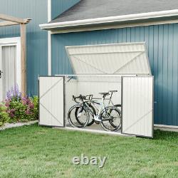 Abri de rangement en acier galvanisé pour vélos, outils de jardinage et autres équipements d'extérieur avec toit en pente - Cabane de rangement.