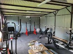 Beau garage en métal à effet bois chêne clair de 26x16 pieds pour ateliers de stockage