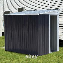 Cabane de jardin utilitaire en métal de stockage extérieur de 7 pi x 5 pi pour outils et conteneurs.