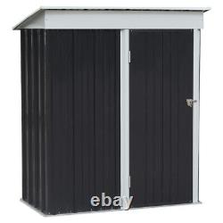 Cabane de jardin verrouillable de 5 pieds x 3 pieds au Royaume-Uni avec 2 étagères, rangement pour outils extérieurs, porte noire