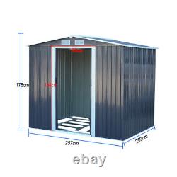 Dark Grey 8x8ft Garden Shed Metal Storage House Apex Toit Extérieur + Fondation