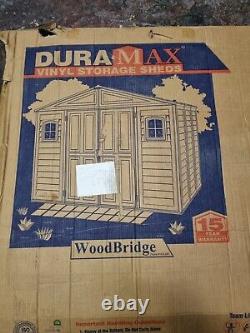 Duramax Woodbridge 10,5 X 8ft Plastic Garden Shed Grey + Metal Foundation Kit B4
