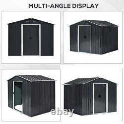 Hangar de stockage de jardin Outsunny 8 x 6 pieds avec double porte coulissante extérieure grise