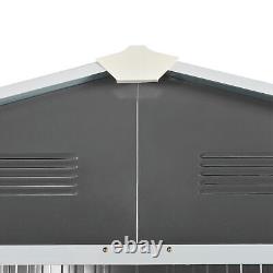 Hangar de stockage de jardin Outsunny 8 x 6 pieds avec double porte coulissante extérieure grise