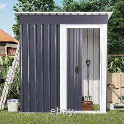 Metal Garden Shed Pent Roof Tool Bike Storage House Anthracite Avec Porte Coulissante