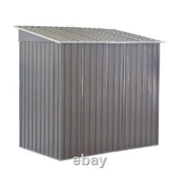 New Metal Garden Entreposage Shed 6 X 4ft Pent Roof Outdoor Free Foundation -grey