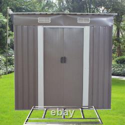 New Metal Garden Shed Storage Sheds Heavy Duty Outdoor Green Grey Base Gratuite