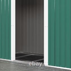 Nouveau 8 X 4 Garden Shed Metal Pent Roof Outdoor Tool Storage Avec Free Base Green