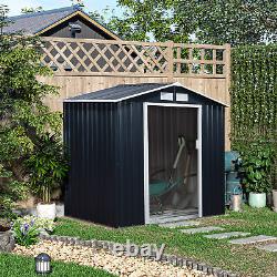 Outsunny Garden Shed Storage Unit Withlocking Door Floor Foundation Vent Dark Grey