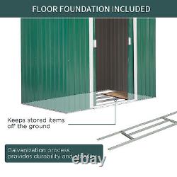 Outsunny Garden Shed Storage Unit Withlocking Door Floor Foundation Vent Green