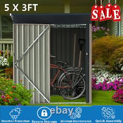 Uk 5x3ft Garden Tool Storage Shed Lockable Door Backyard Bike Bin Tool Storage