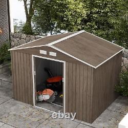 Unité de rangement pour abri de jardin avec porte verrouillable, fondation de plancher, ventilation d'air et couleur marron clair