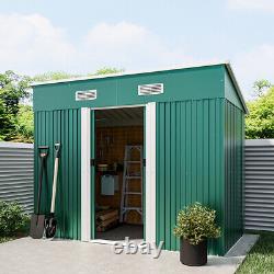 Unité de stockage pour abri de jardin avec porte coulissante / fondation / toit en pente avec ventilation pour abris métalliques