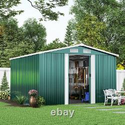 Unité de stockage pour abri de jardin avec porte coulissante / fondation / toit en pente avec ventilation pour abris métalliques